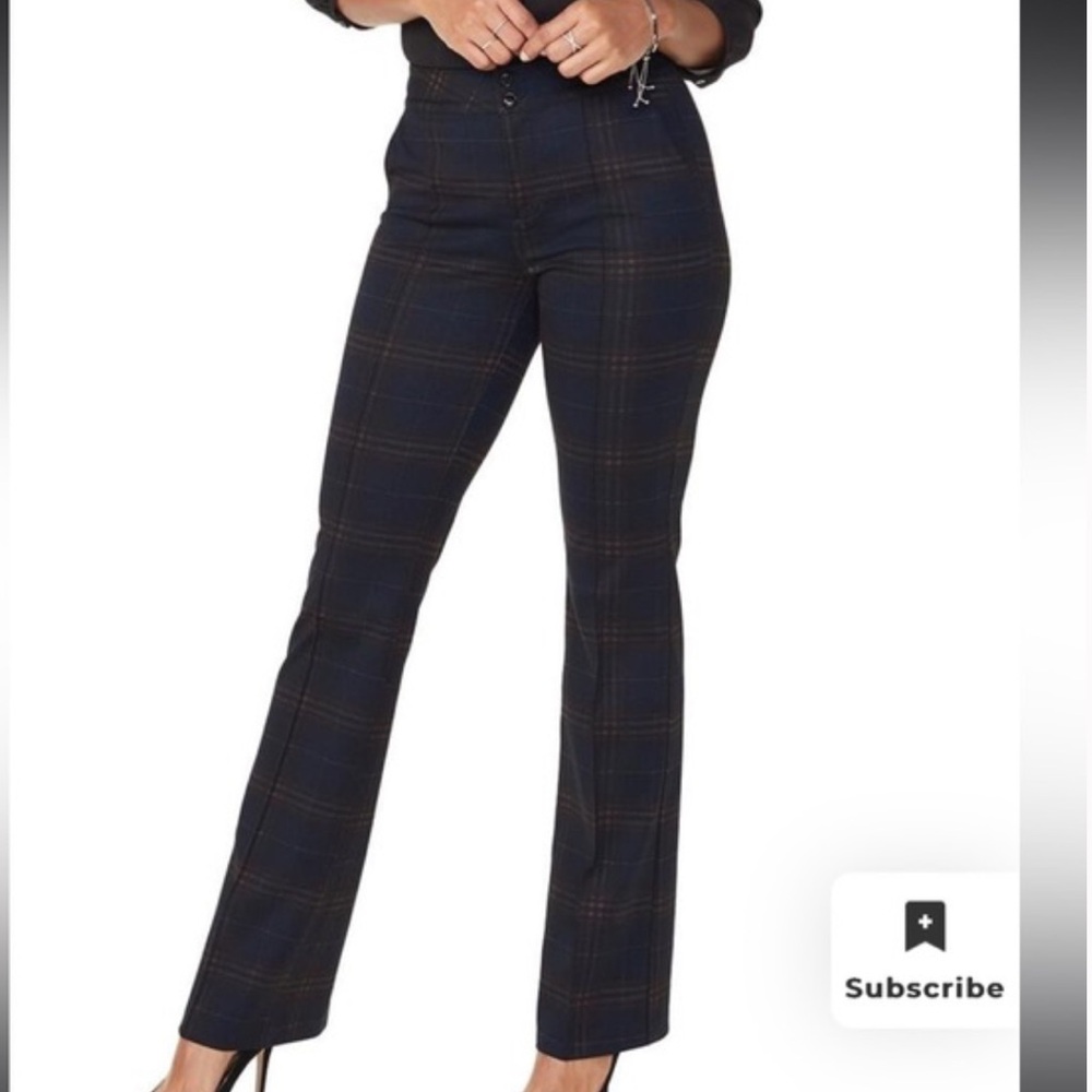 Nwt NYDJ Oaklan Plaid Slim Leg Trouser Sz 14 #B4